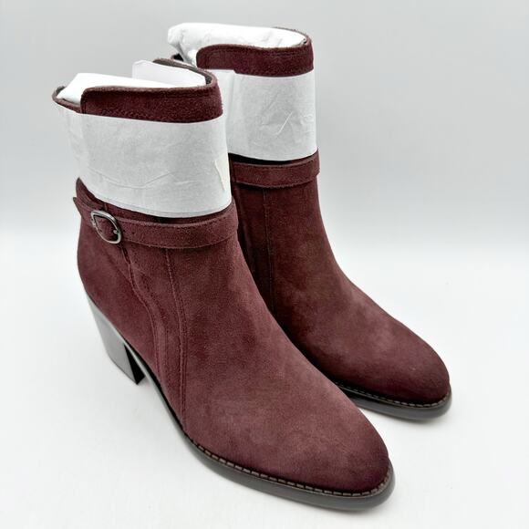 Sam Edelman Womens Simona Heeled Ankle Bootie US 8.5 M EU 39 Burgundy Suede NWOB - Picture 6 of 13